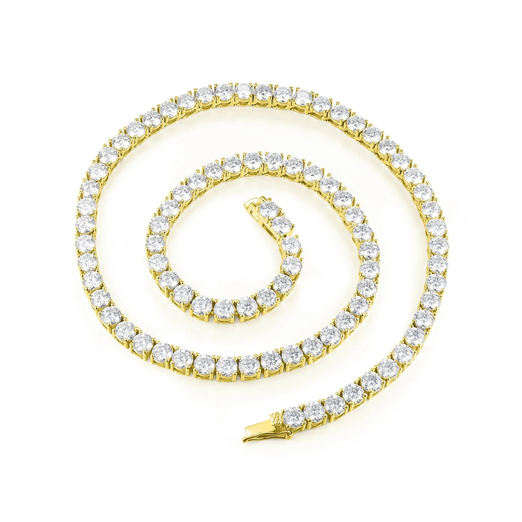 Moissanite S925 Silver Tennis Chain in 14K Gold - 6.5mm Necklaces