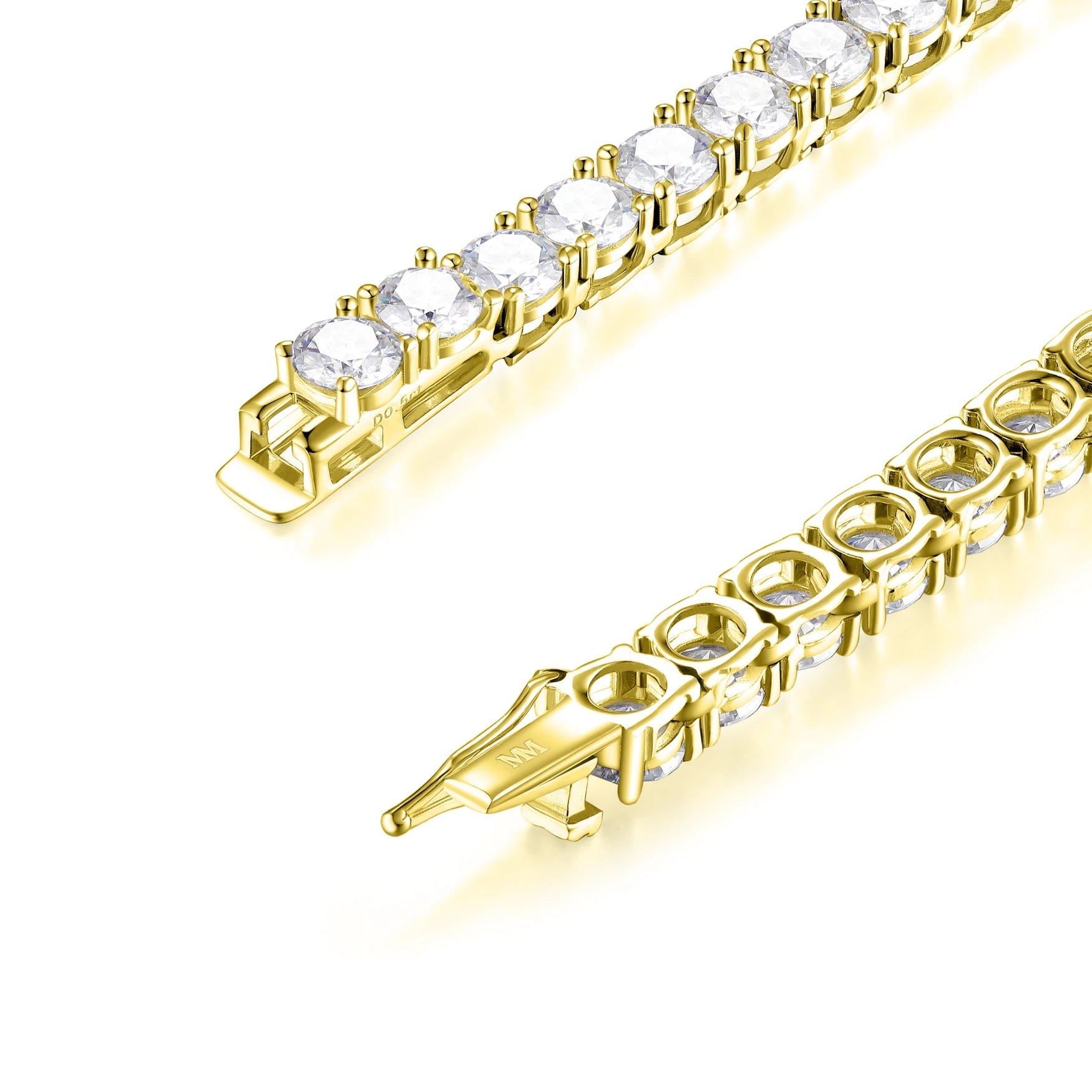 Moissanite S925 Silver Tennis Chain in 14K Gold - 6.5mm Necklaces