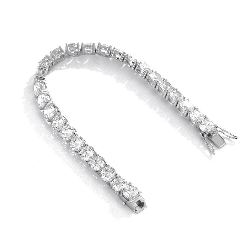 Moissanite Silver Tennis Chain Bracelet - 6.5mm Bracelets
