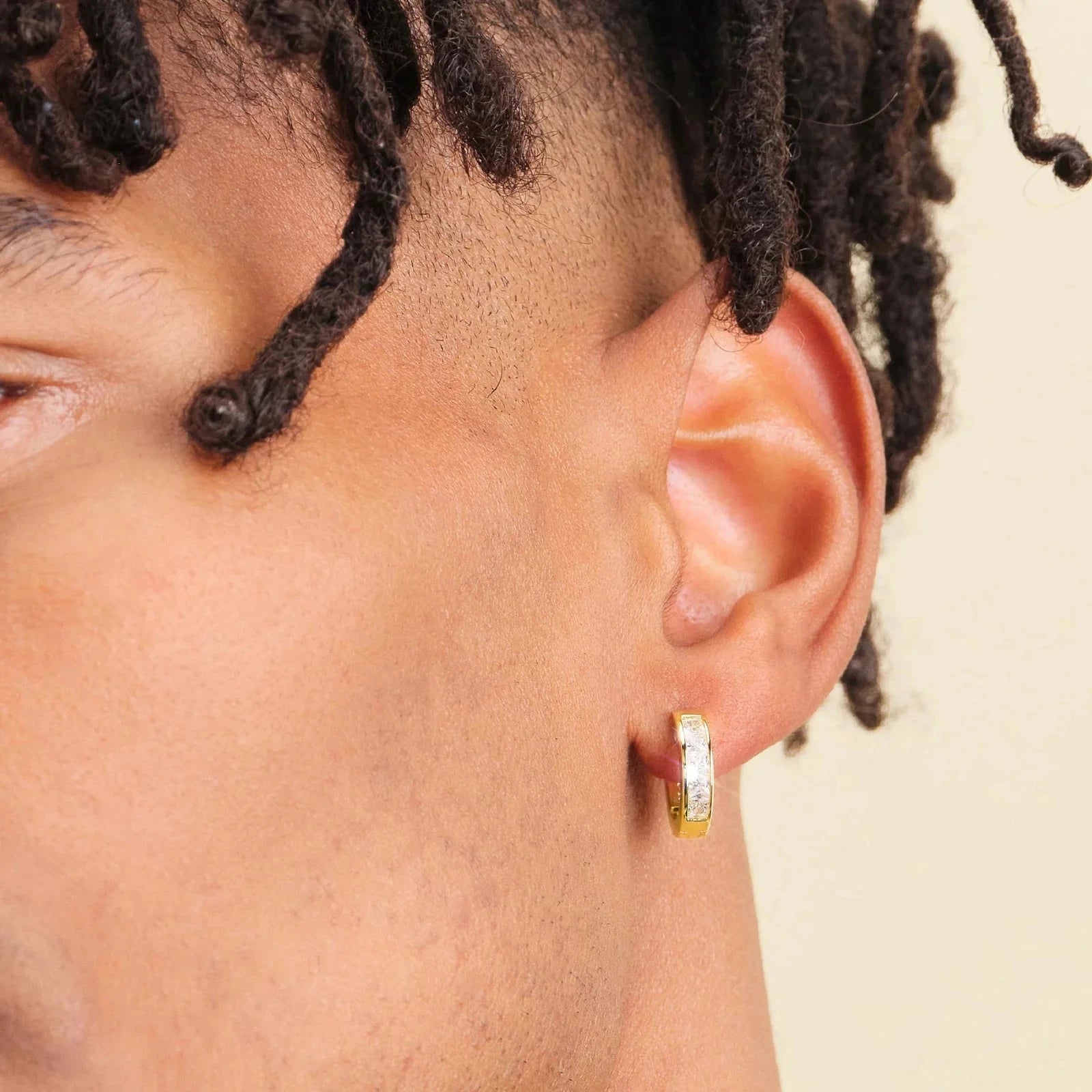 Princess Cut Diamond Hoop Earrings in 14K Gold Earrings