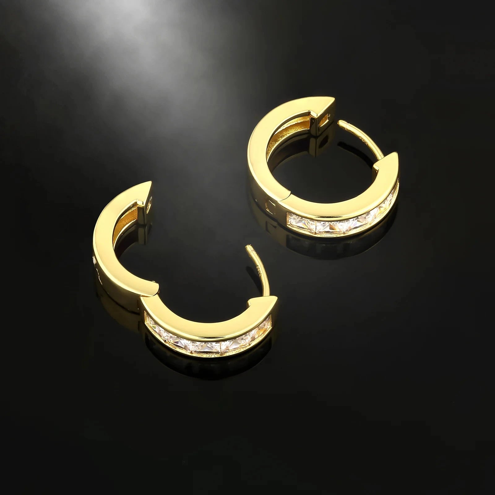 Princess Cut Diamond Hoop Earrings in 14K Gold Earrings