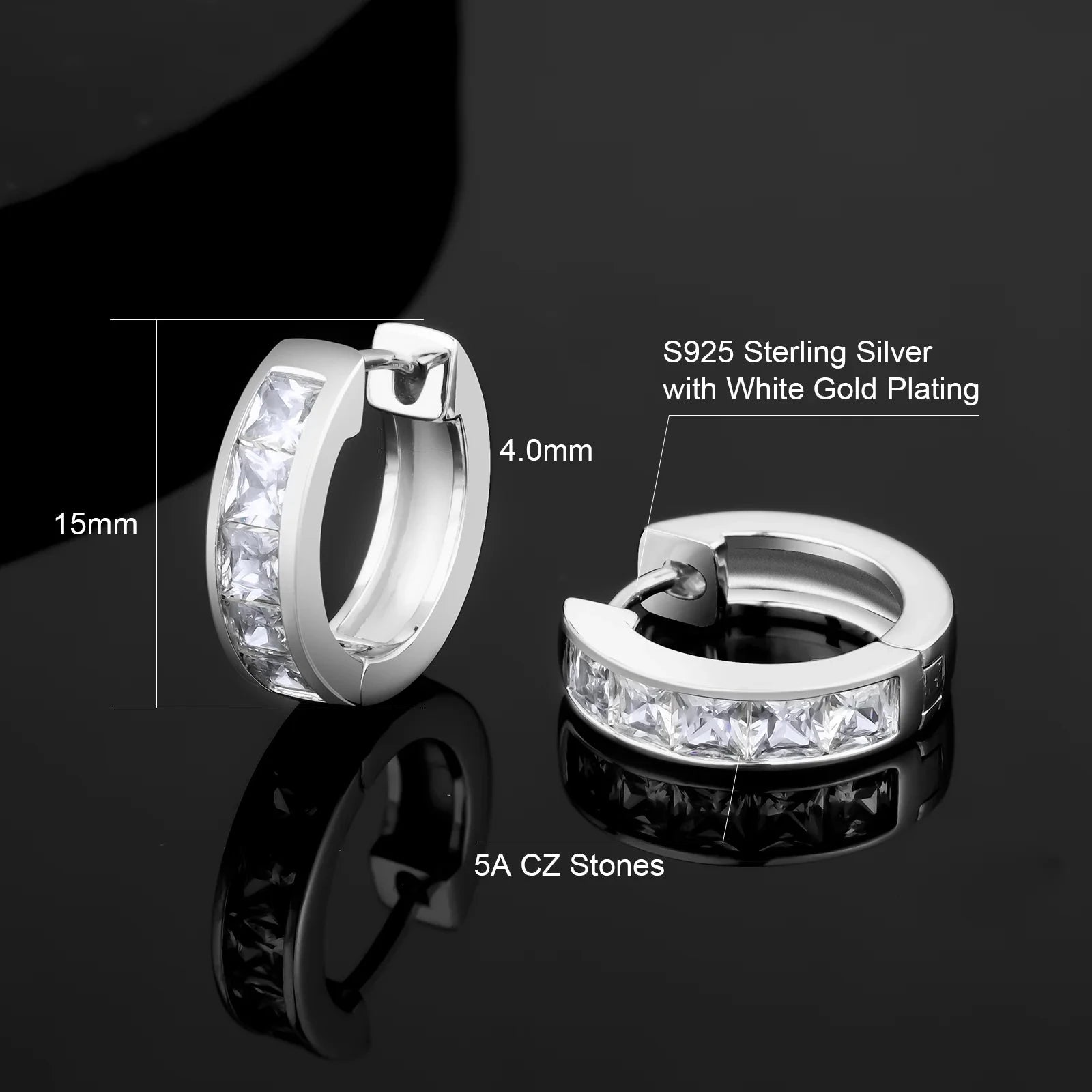 Princess Cut Diamond Hoop Earrings in White Gold Earrings