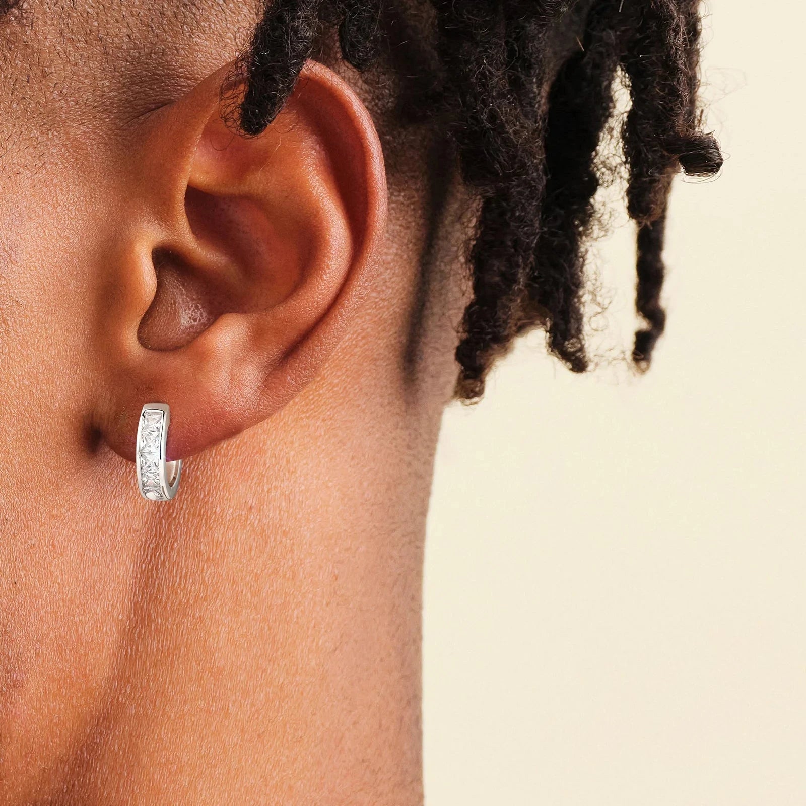 Princess Cut Diamond Hoop Earrings in White Gold Earrings