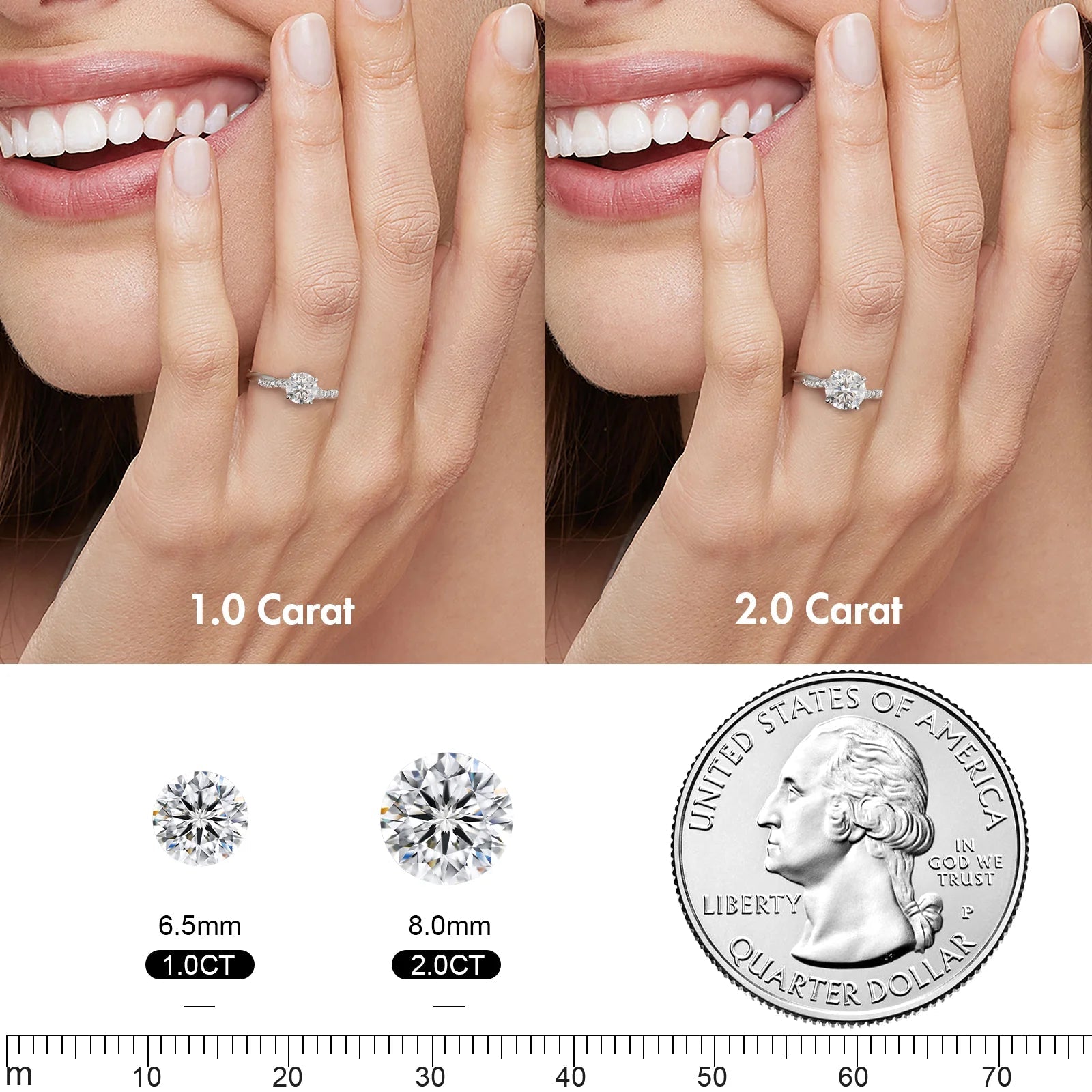 Round Cut Moissanite Diamond Paved Ring for Women Rings