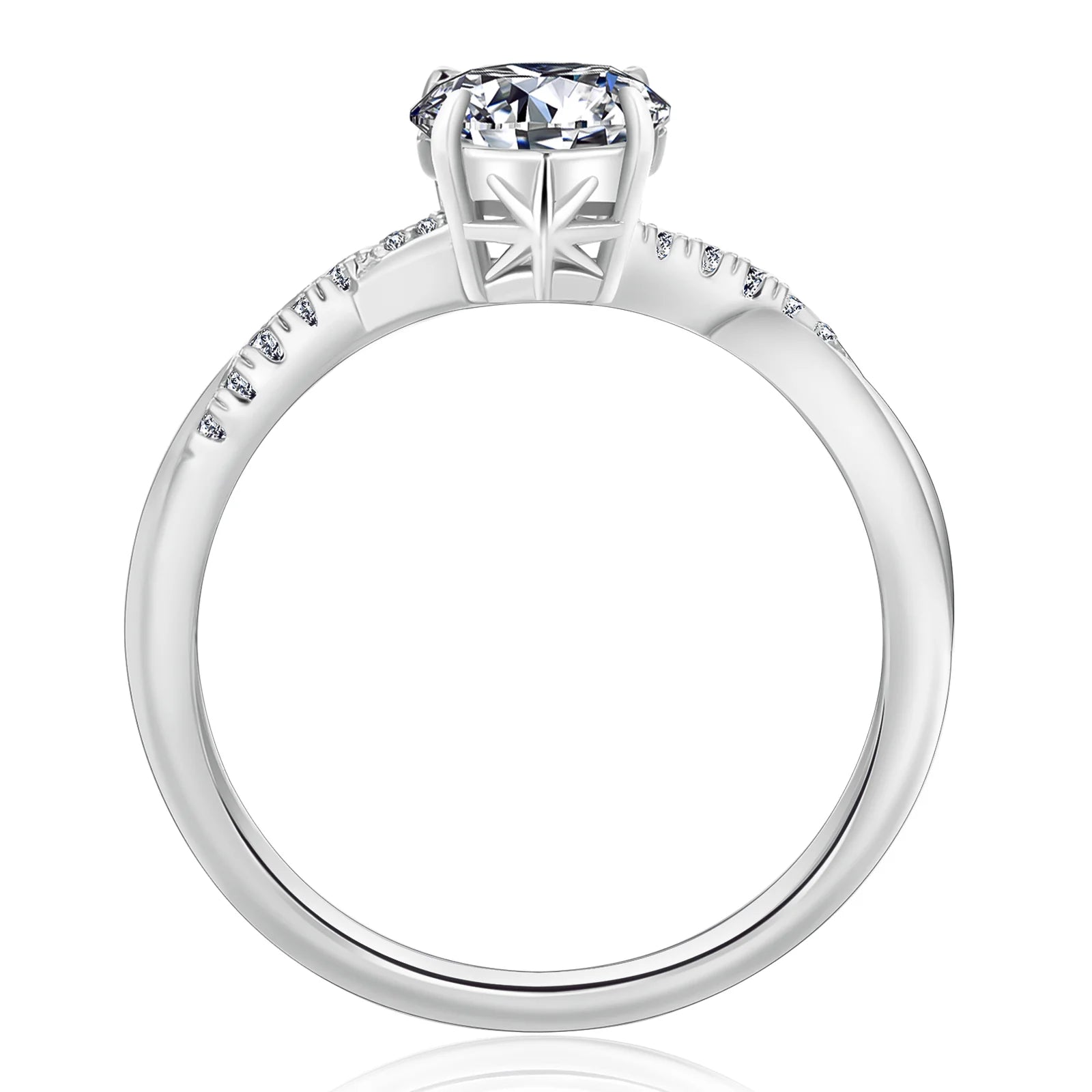 Round Cut Moissanite Diamond Paved Ring for Women Rings