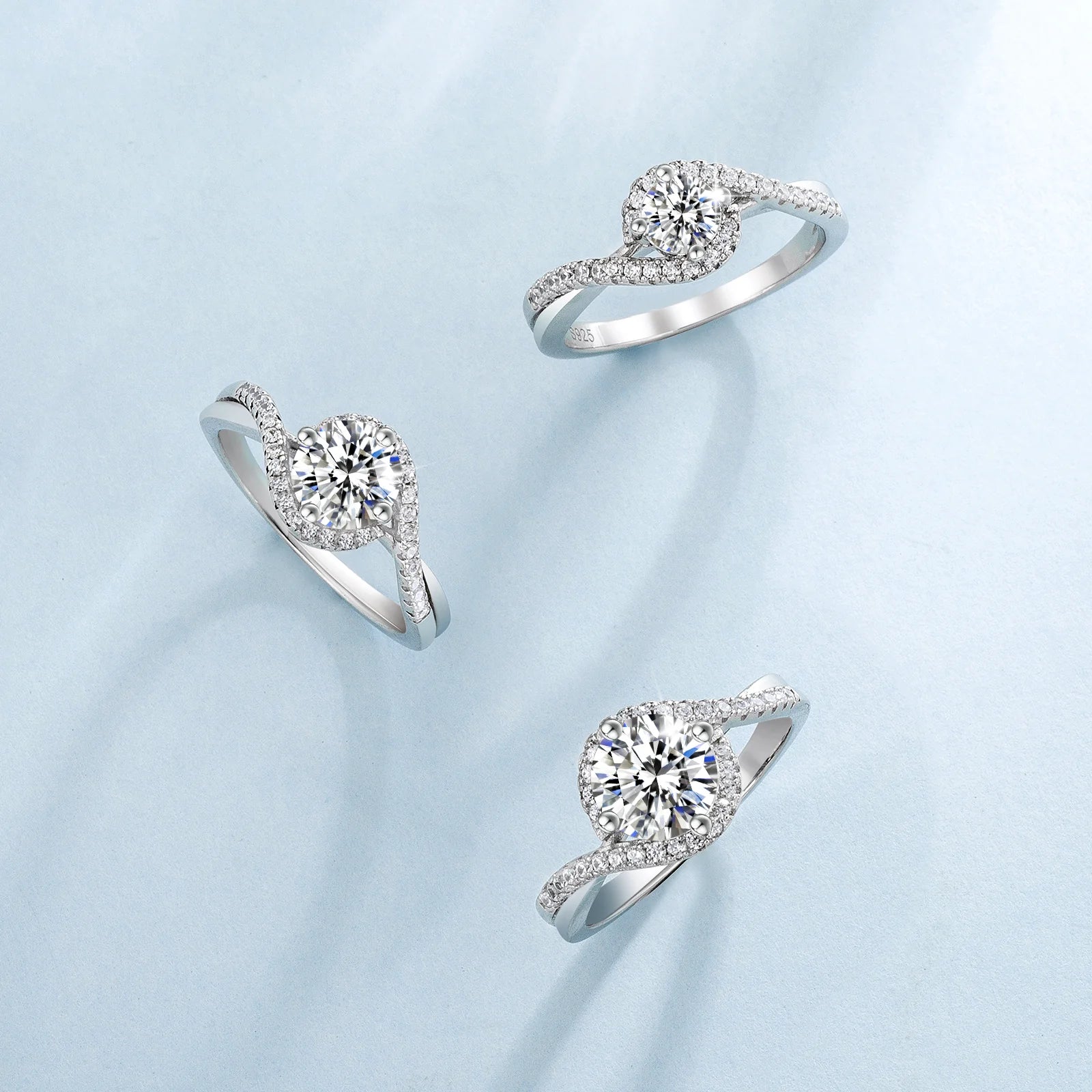 Round Cut Moissanite Diamond Paved Ring Style II for Women Rings