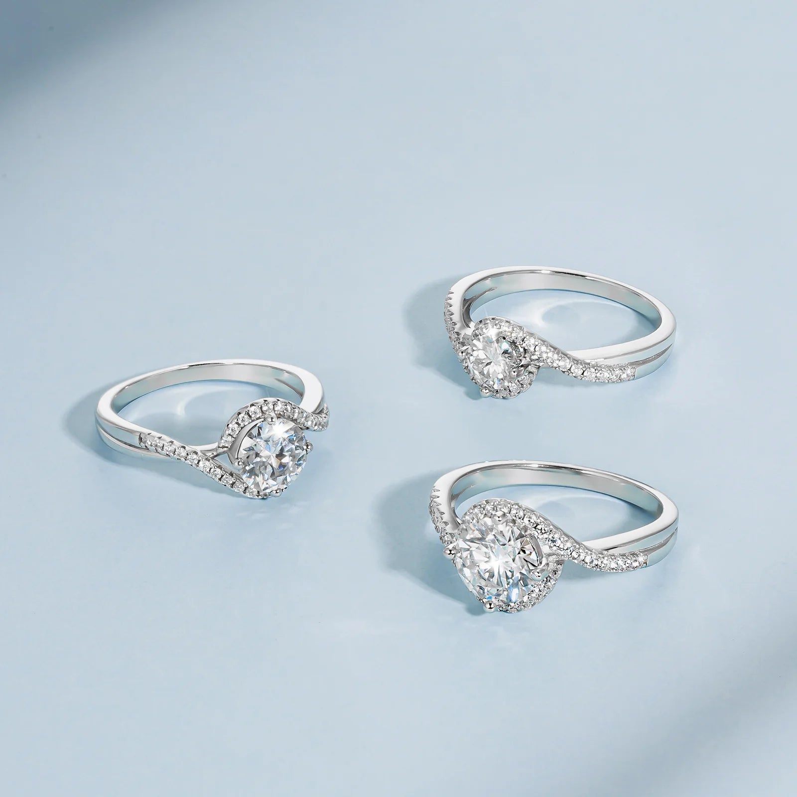 Round Cut Moissanite Diamond Paved Ring Style II for Women Rings