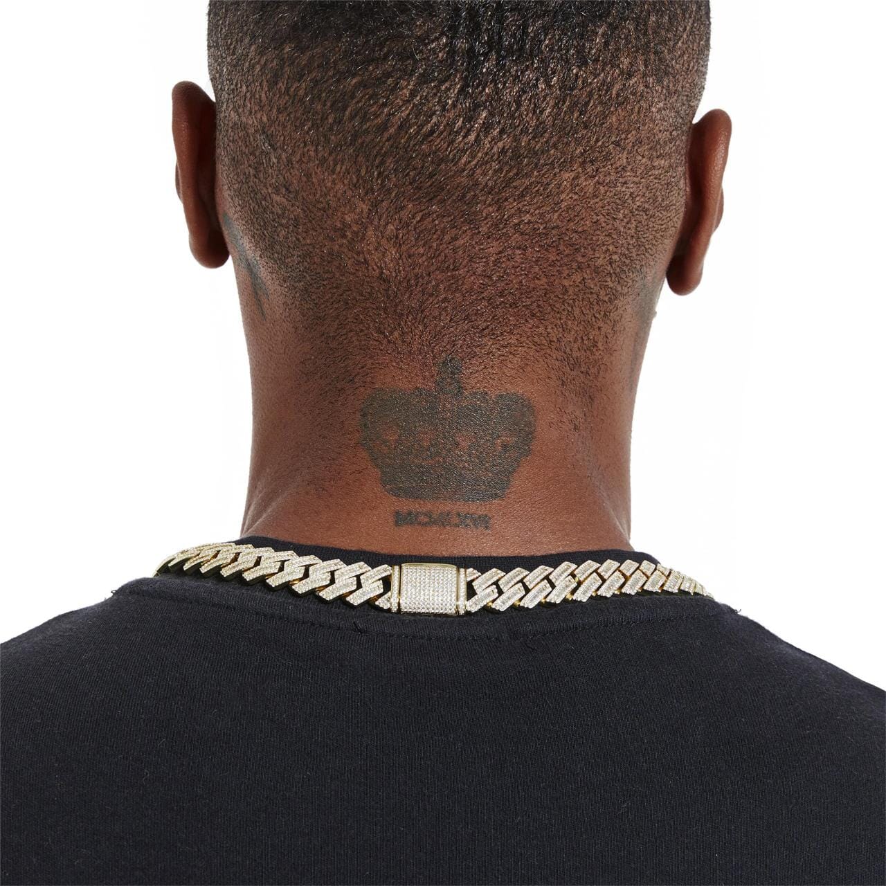 S925 Baguette Moissanite Diamond Cuban Link Chain in 14K Gold - 16mm