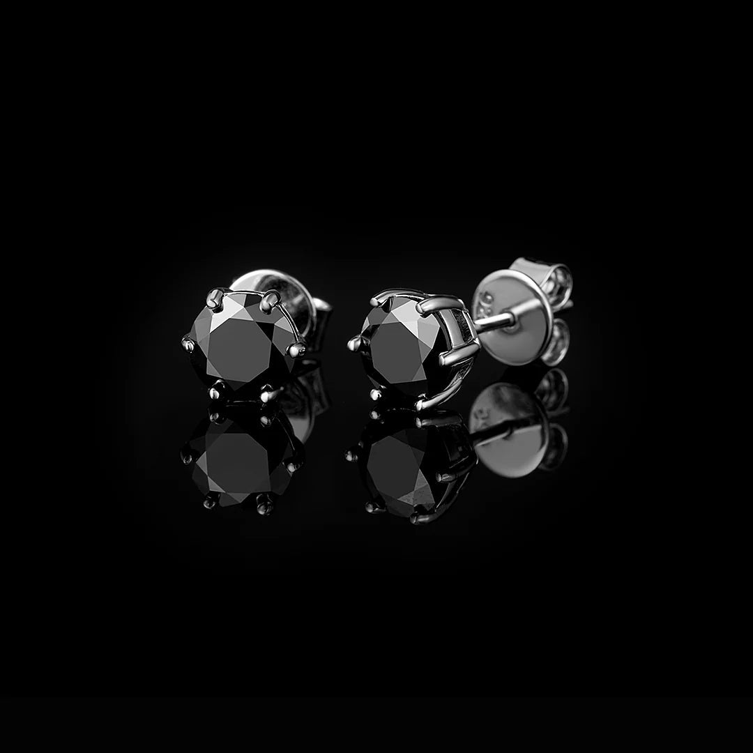 S925 Black Moissanite Earring Studs in White Gold - 2.0 Carat Earrings