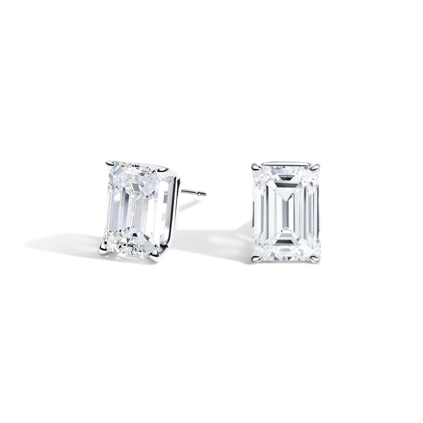 S925 Emerald Cut Stud Earrings - 2.0 Carat Earrings