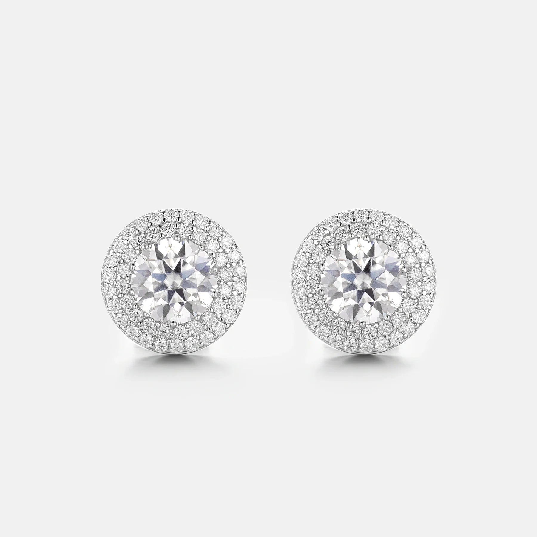 S925 Halo Round Cut Moissanite Stud Earrings - 2.0 Carat Earrings