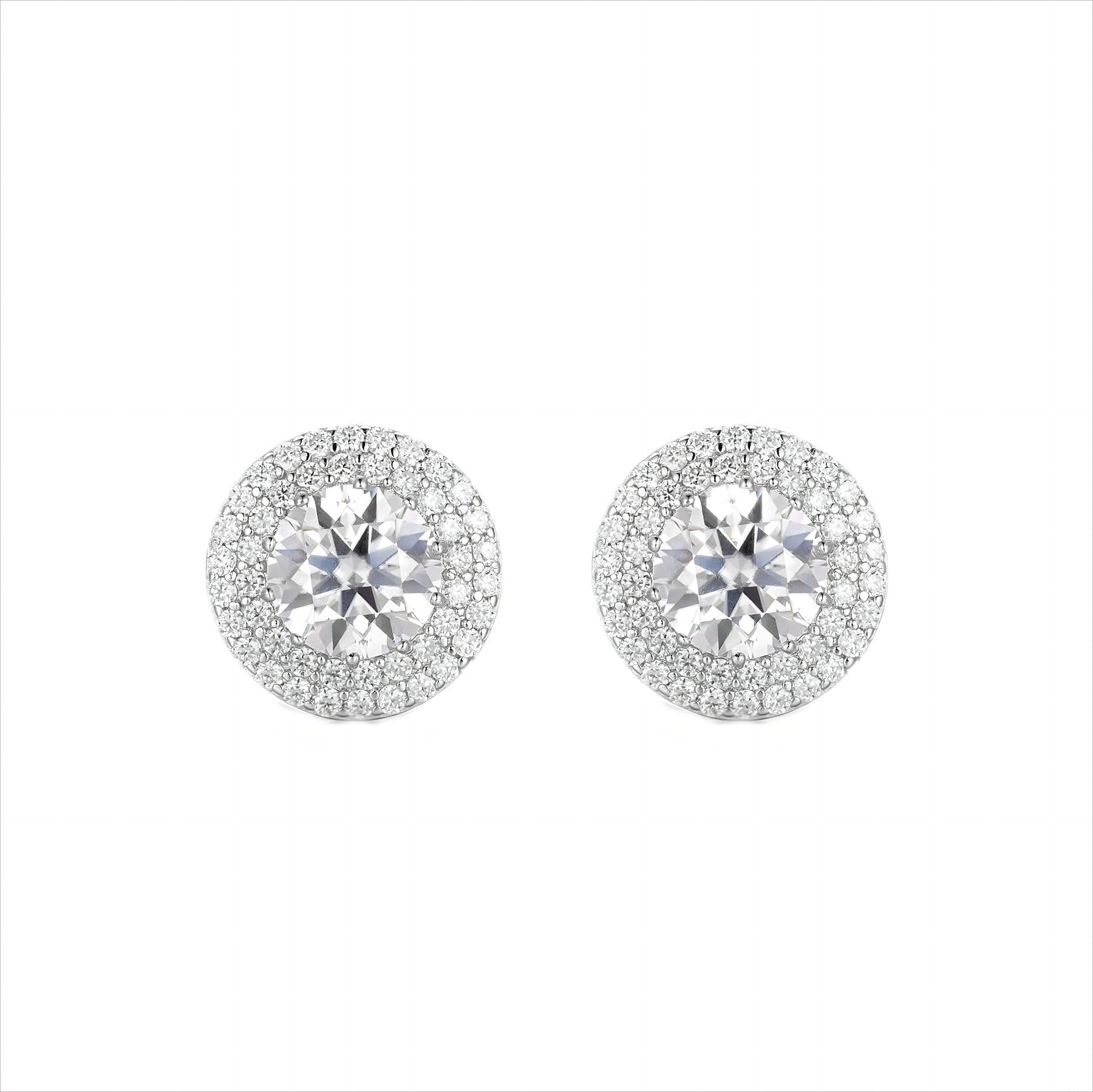 S925 Halo Round Cut Moissanite Stud Earrings - 2.0 Carat Earrings