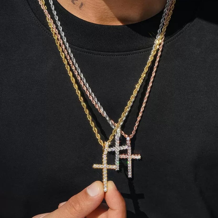 S925 Moissanite Cross Pendant in 3mm Moissanite Charms & Pendants