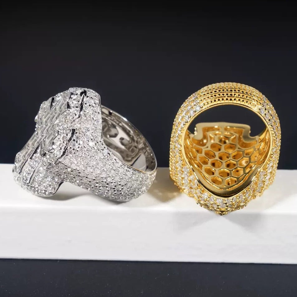 S925 Moissanite Diamond Fleur Cross Shape Ring Rings