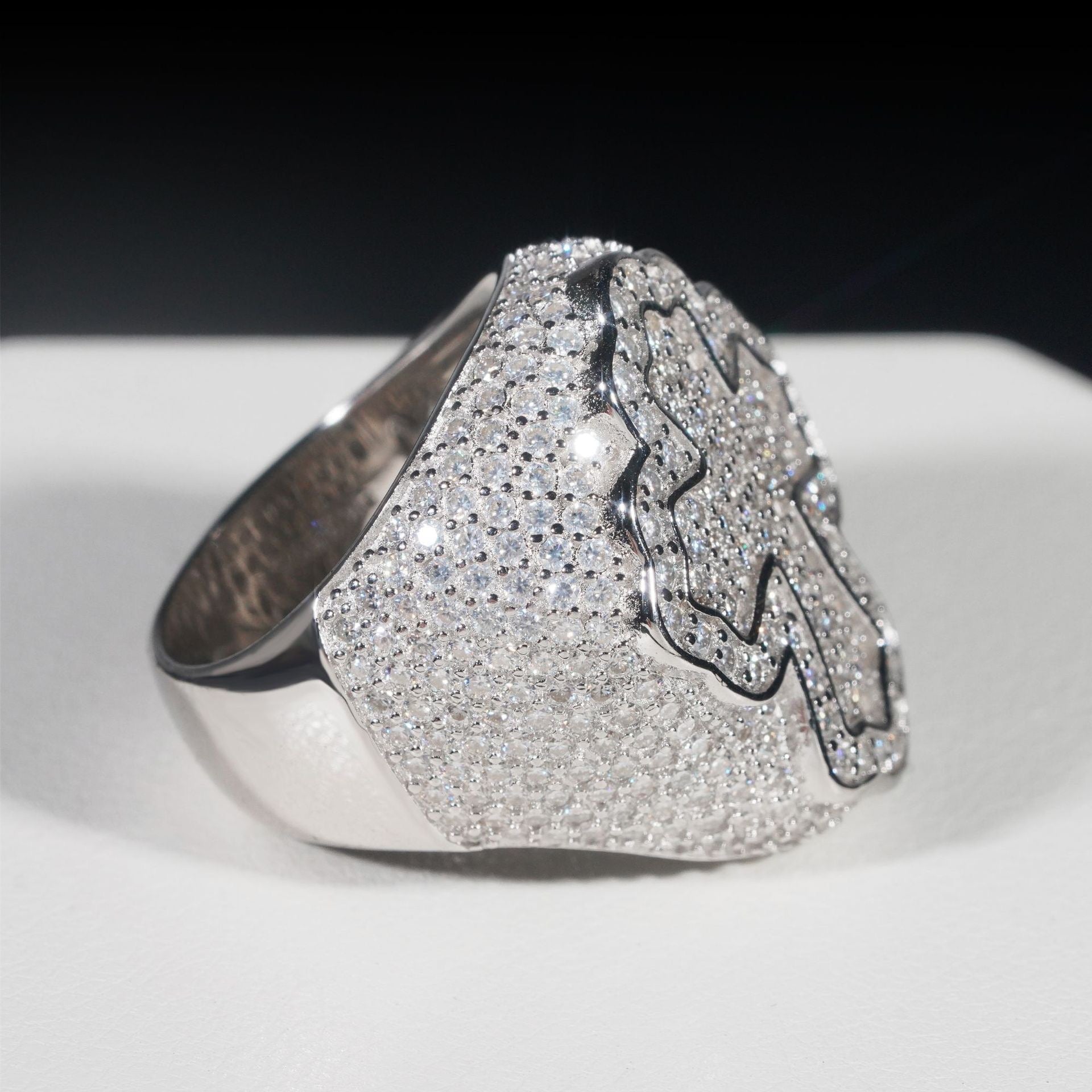 S925 Moissanite Diamond Fully Iced Cross Shape Ring Rings