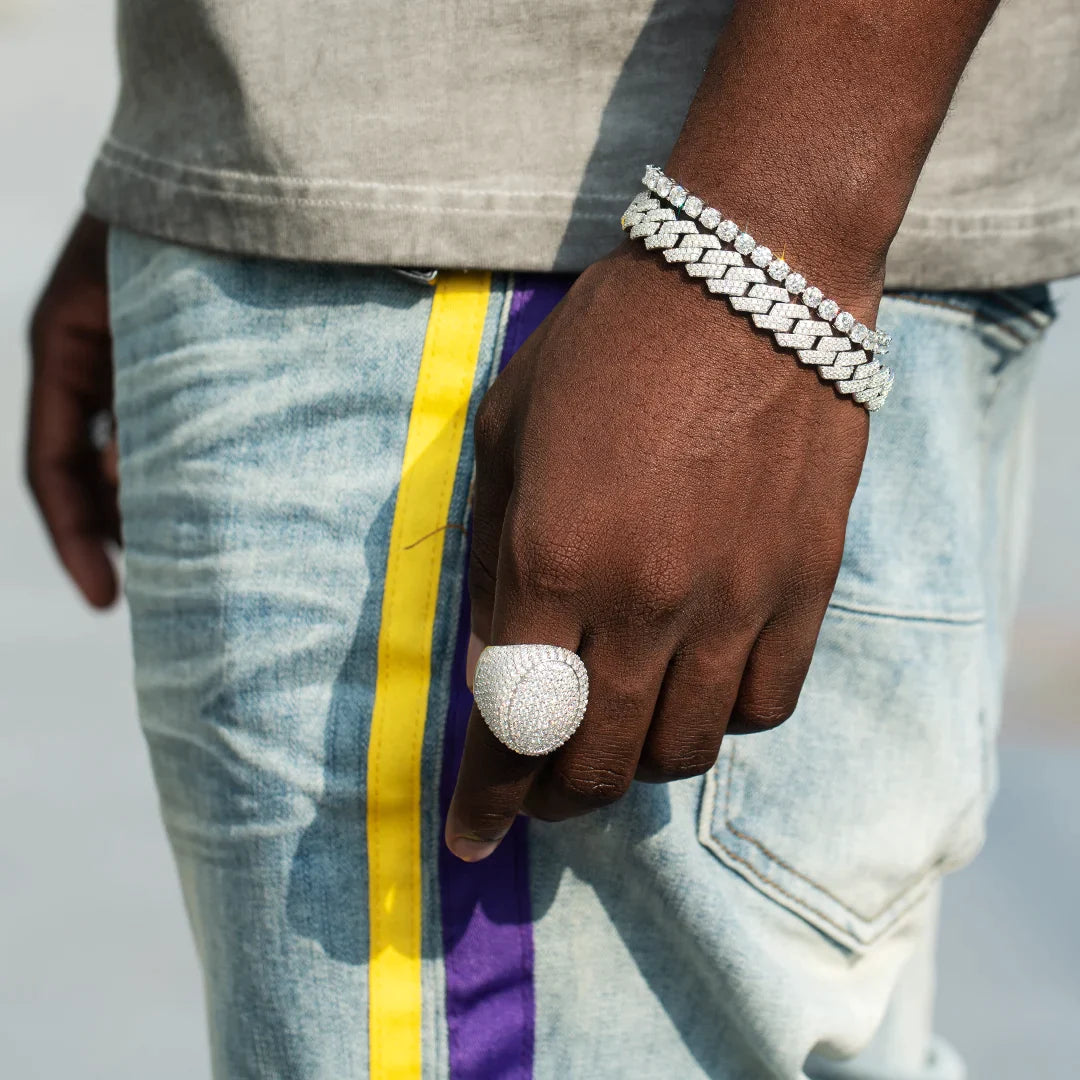 S925 Moissanite Diamond Fully Iced Lagre Oval Ring - VVS1 Rings