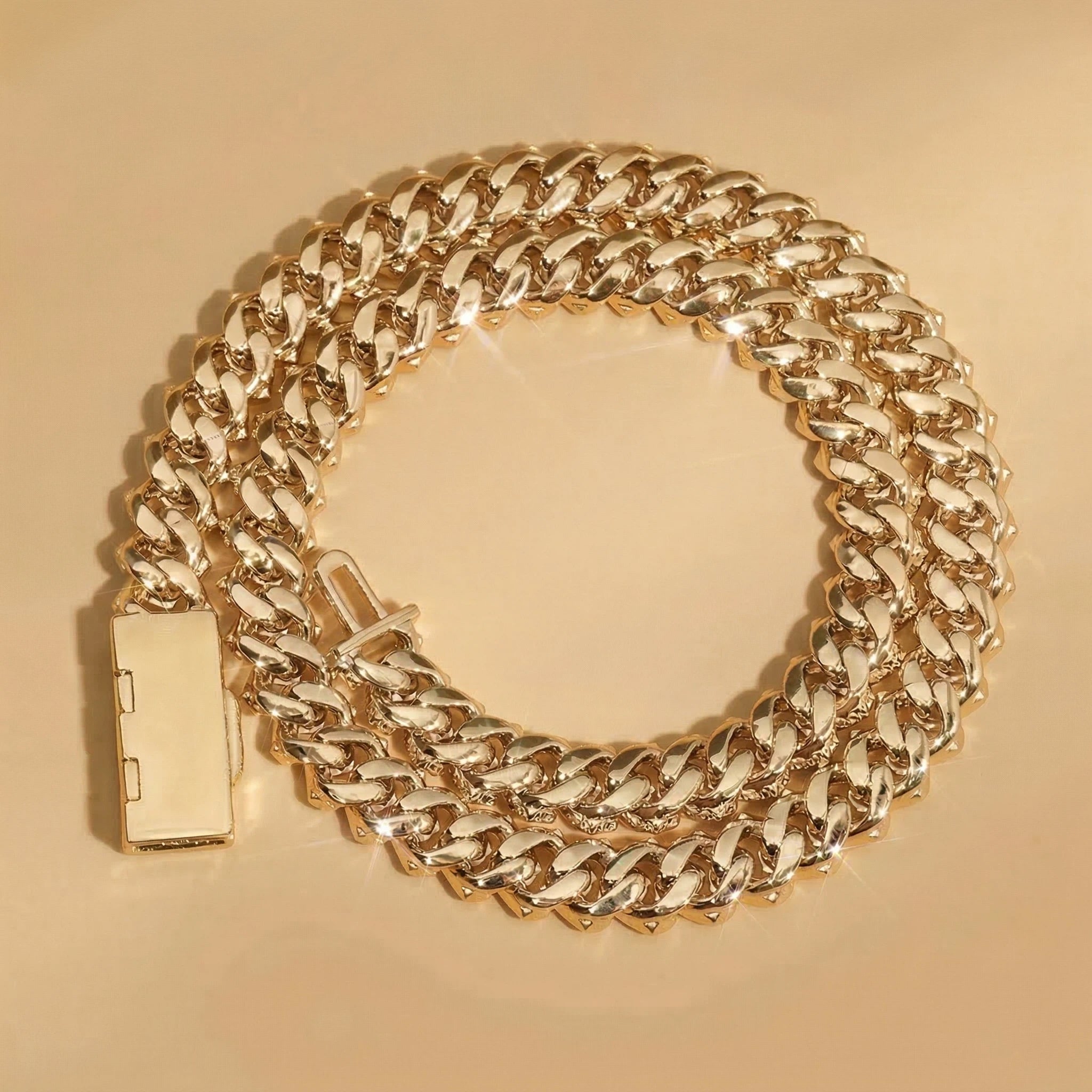 S925 Moissanite Diamond Prong Cuban Link Chain in 14K Gold - 12mm Necklaces