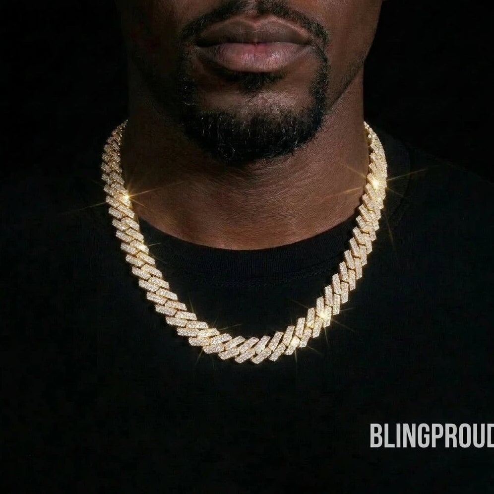 S925 Moissanite Diamond Prong Cuban Link Chain in 14K Gold - All Sizes Necklaces