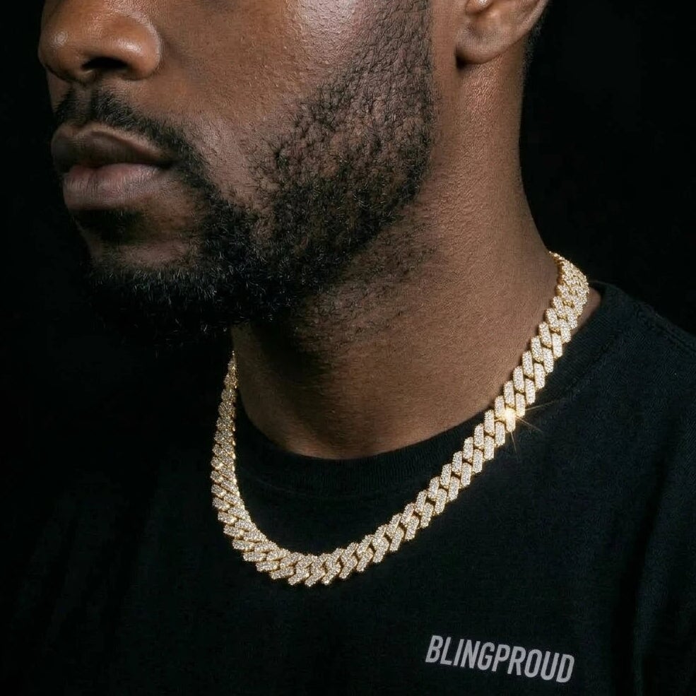 S925 Moissanite Diamond Prong Cuban Link Chain in 14K Gold - All Sizes Necklaces