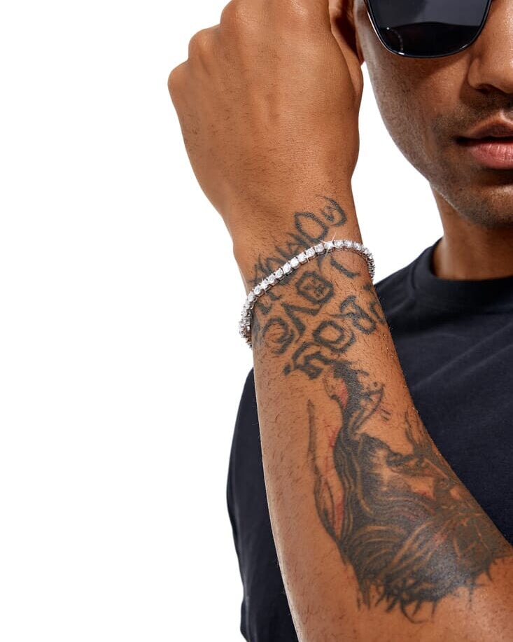 S925 Moissanite Diamond Tennis Chain Bracelet in White Gold - 4mm Bracelets