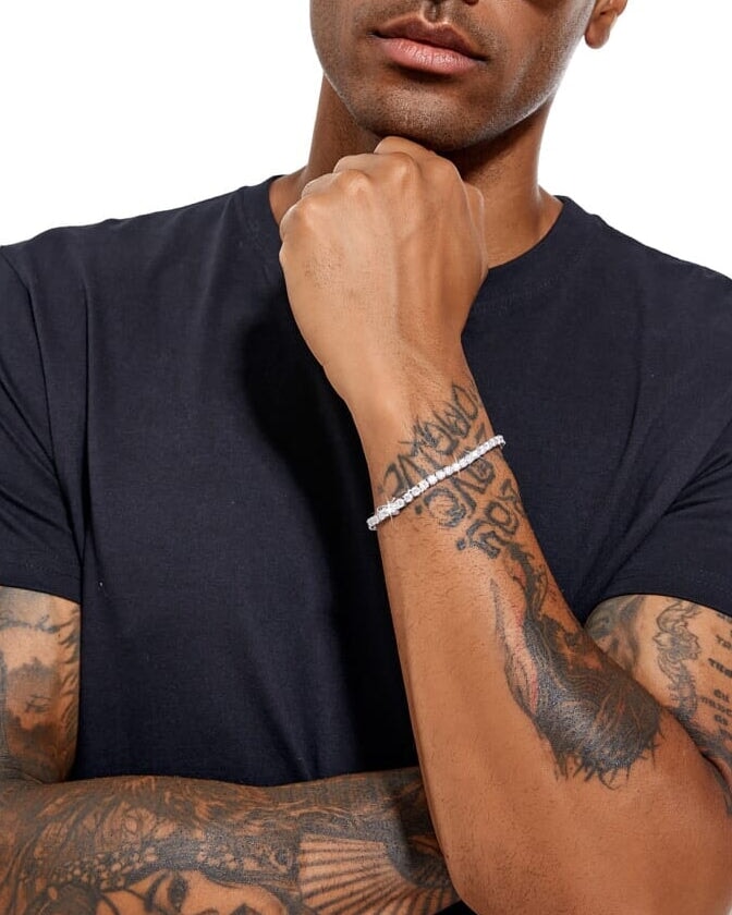 S925 Moissanite Diamond Tennis Chain Bracelet in White Gold - 4mm Bracelets