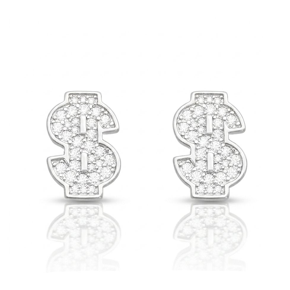 S925 Moissanite Dollar Sign Stud Earrings - VVS1 Earrings