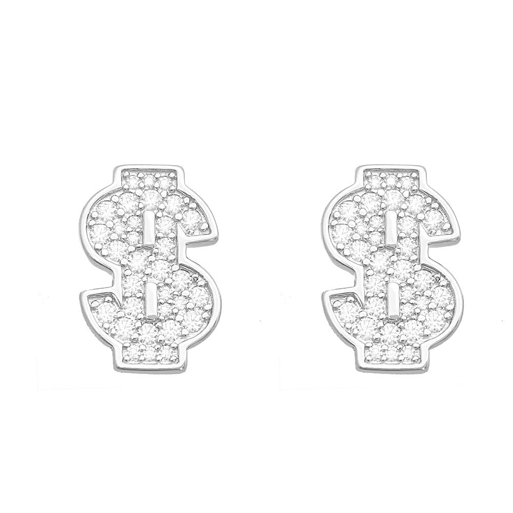 S925 Moissanite Dollar Sign Stud Earrings - VVS1 Earrings