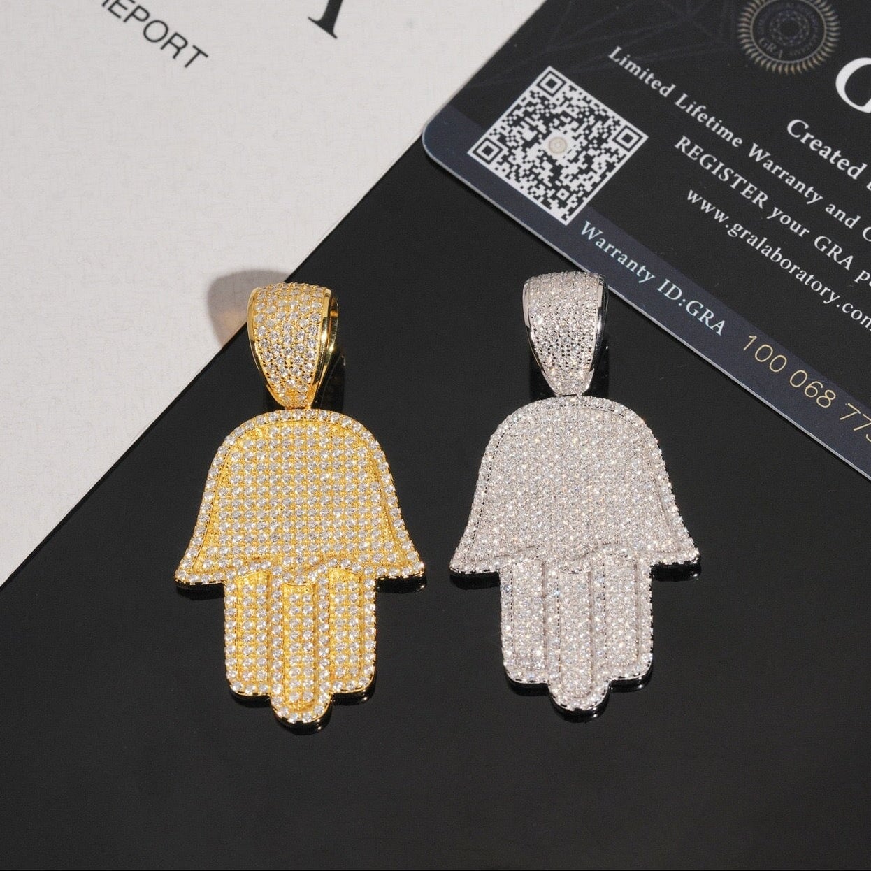 S925 Moissanite Hamsa Hand Pendant Charms & Pendants