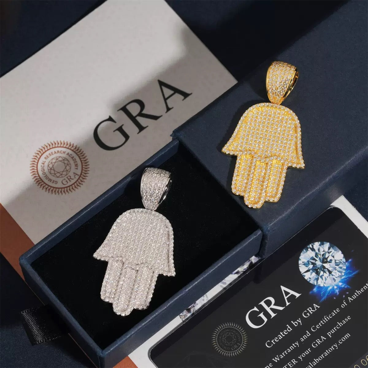 S925 Moissanite Hamsa Hand Pendant Charms & Pendants