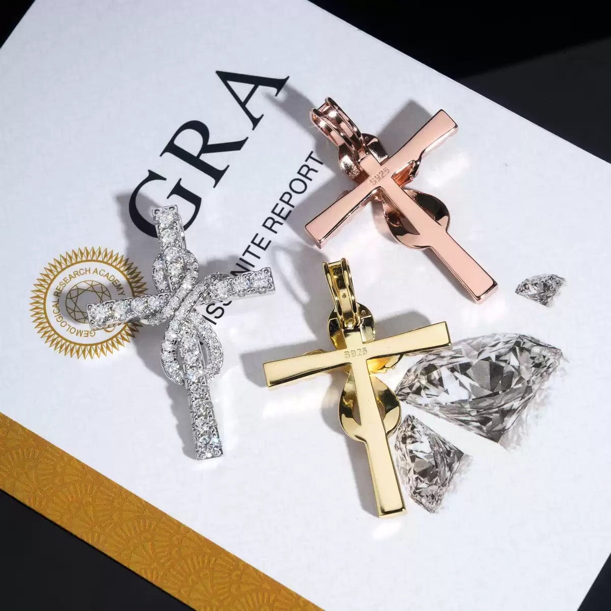 S925 Moissanite Infinity Cross Pendant Charms & Pendants