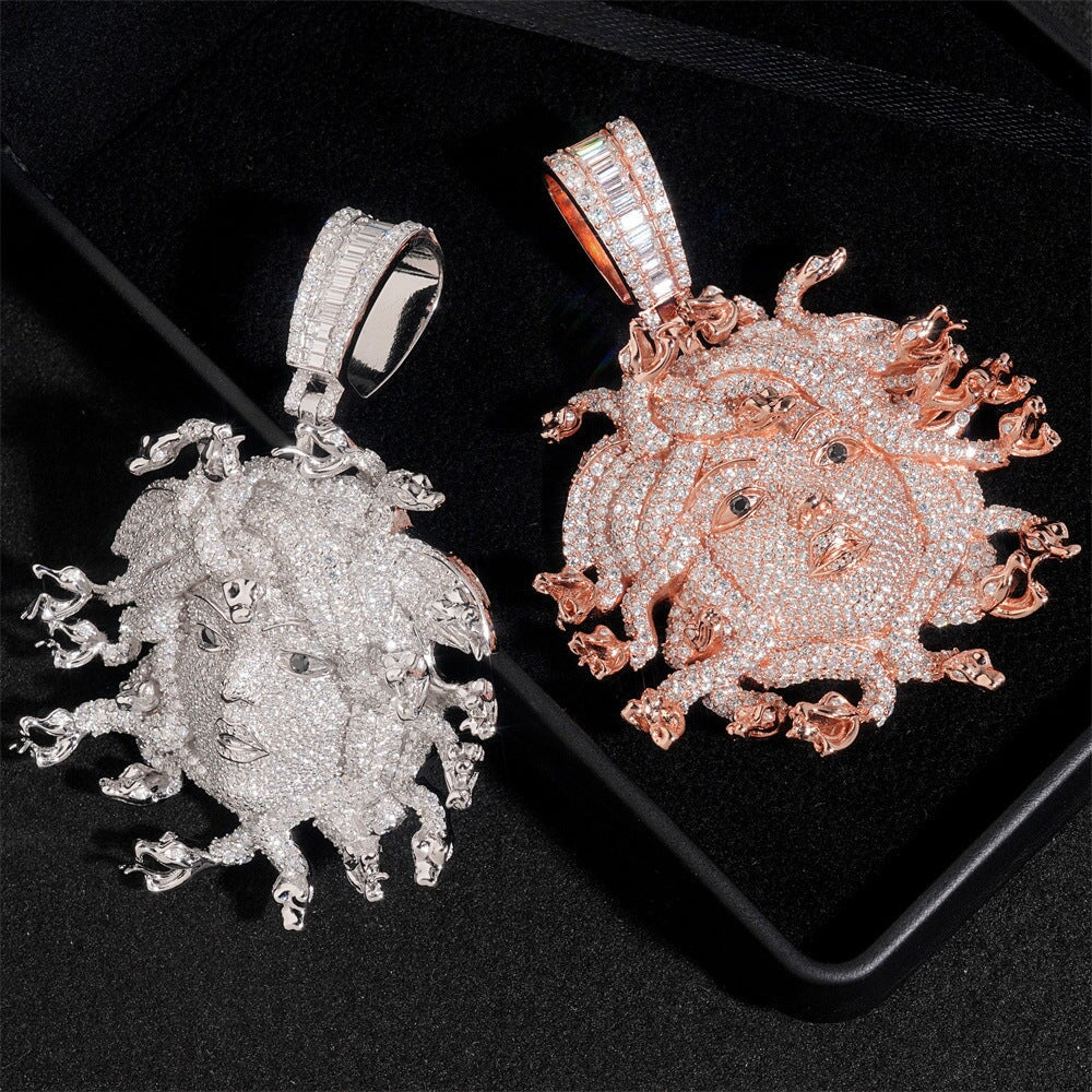 S925 Moissanite Medusa Head Pendant Charms & Pendants
