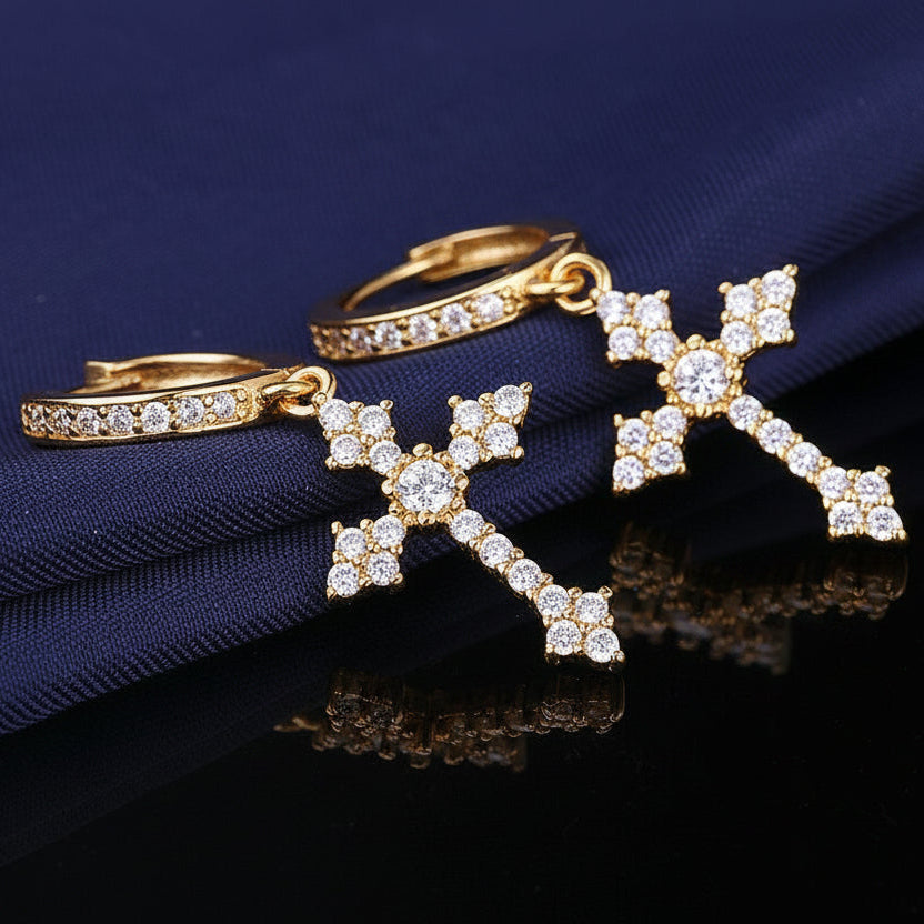 S925 Moissanite Nova Cross Hoop Earrings - VVS1 Earrings