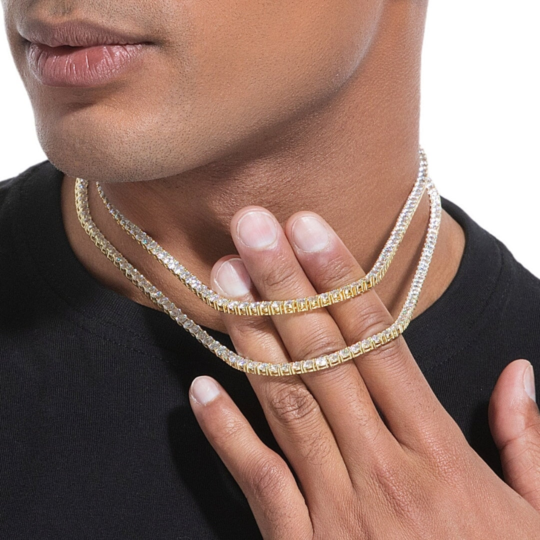 S925 Moissanite Tennis Chain in 14K Gold - 4mm Necklaces