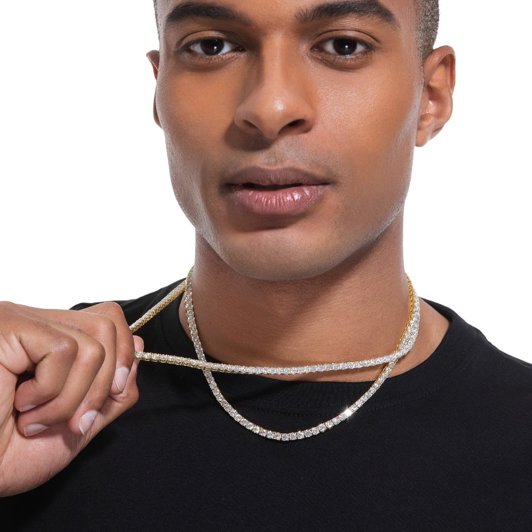 S925 Moissanite Tennis Chain in 14K Gold - 4mm Necklaces