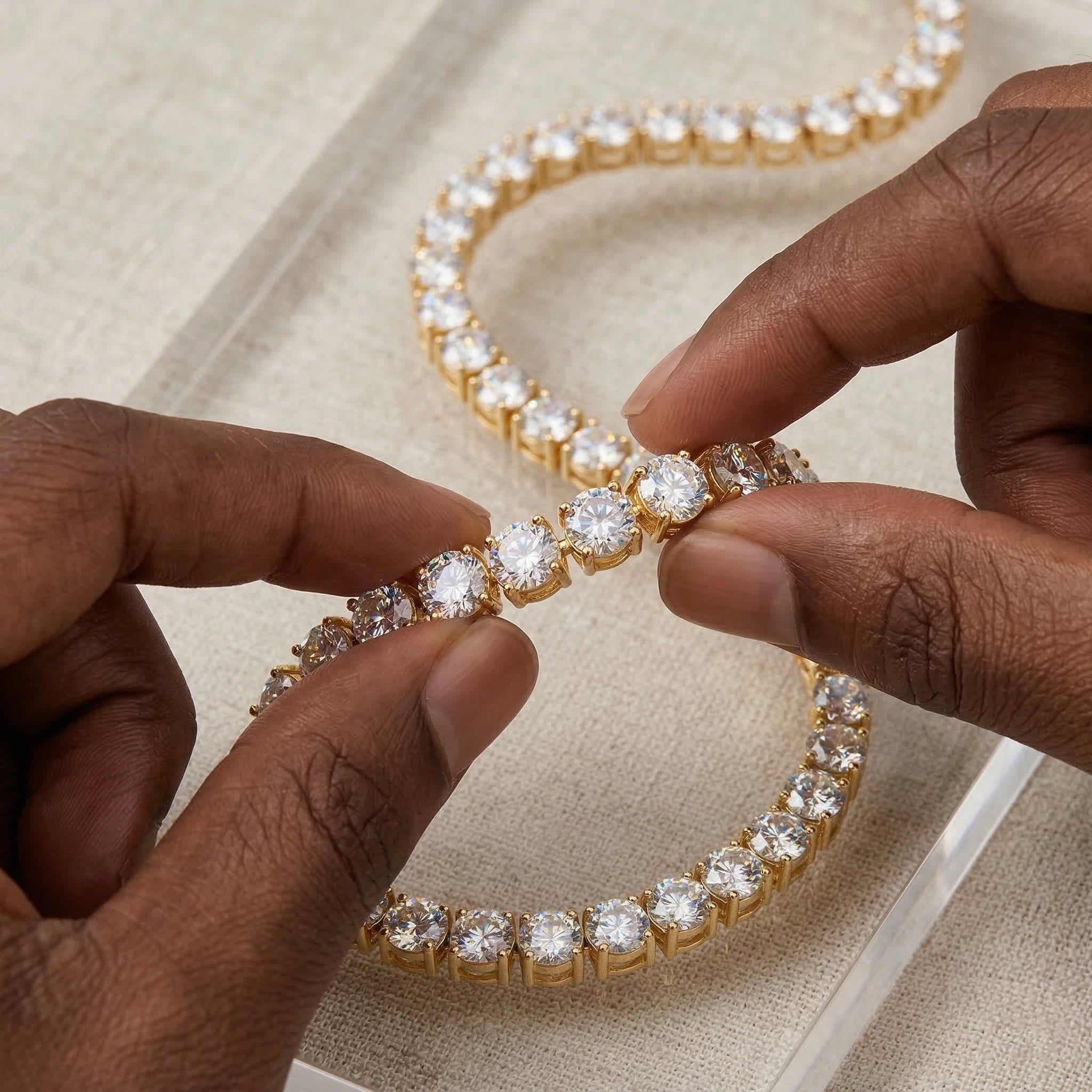 S925 Moissanite Tennis Chain in 14K Gold - 6.5mm Necklaces