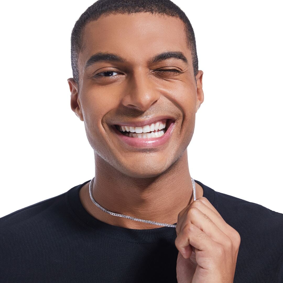 S925 Moissanite Tennis Chain in White Gold - 3mm Necklaces