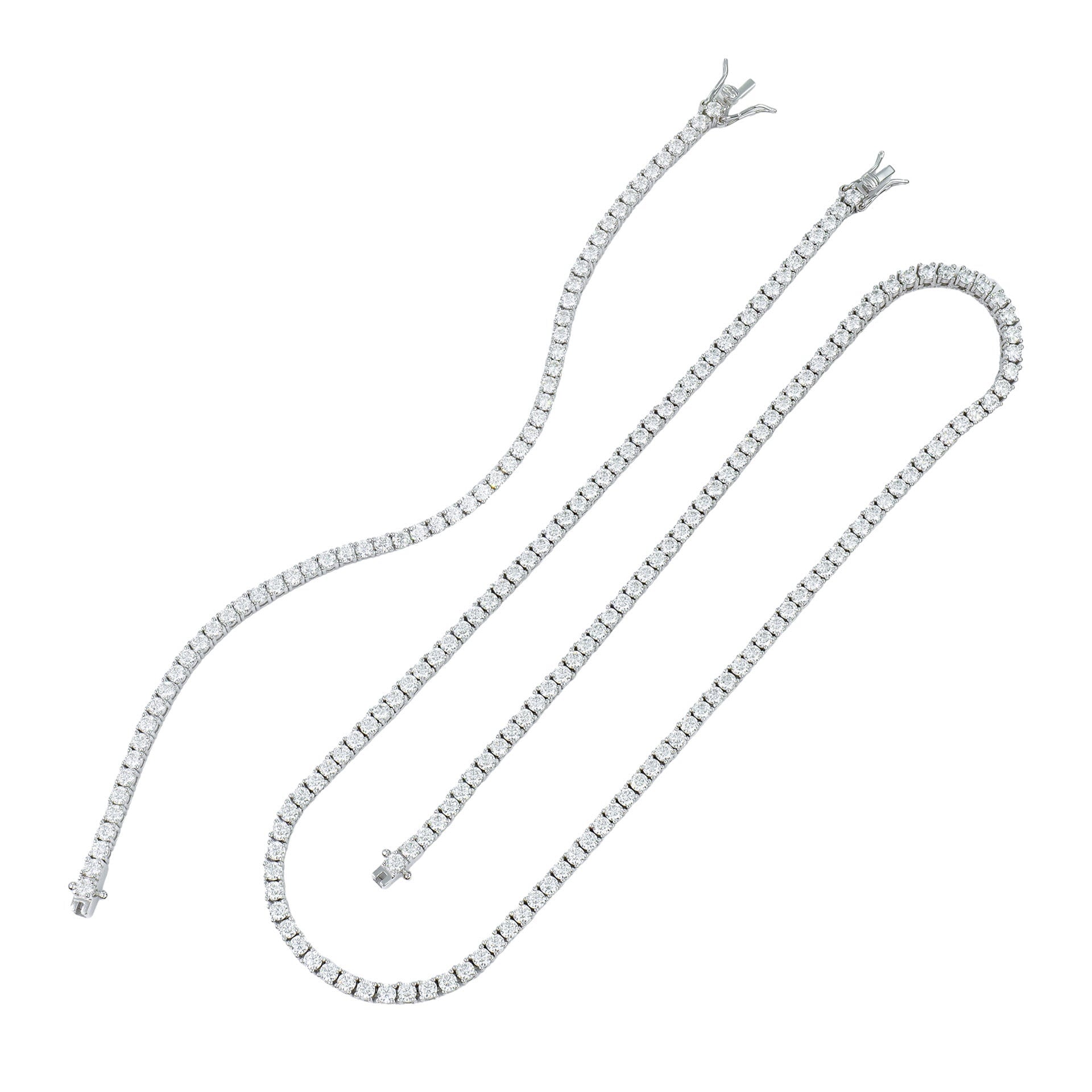 S925 Moissanite Tennis Chain in White Gold - 3mm Necklaces