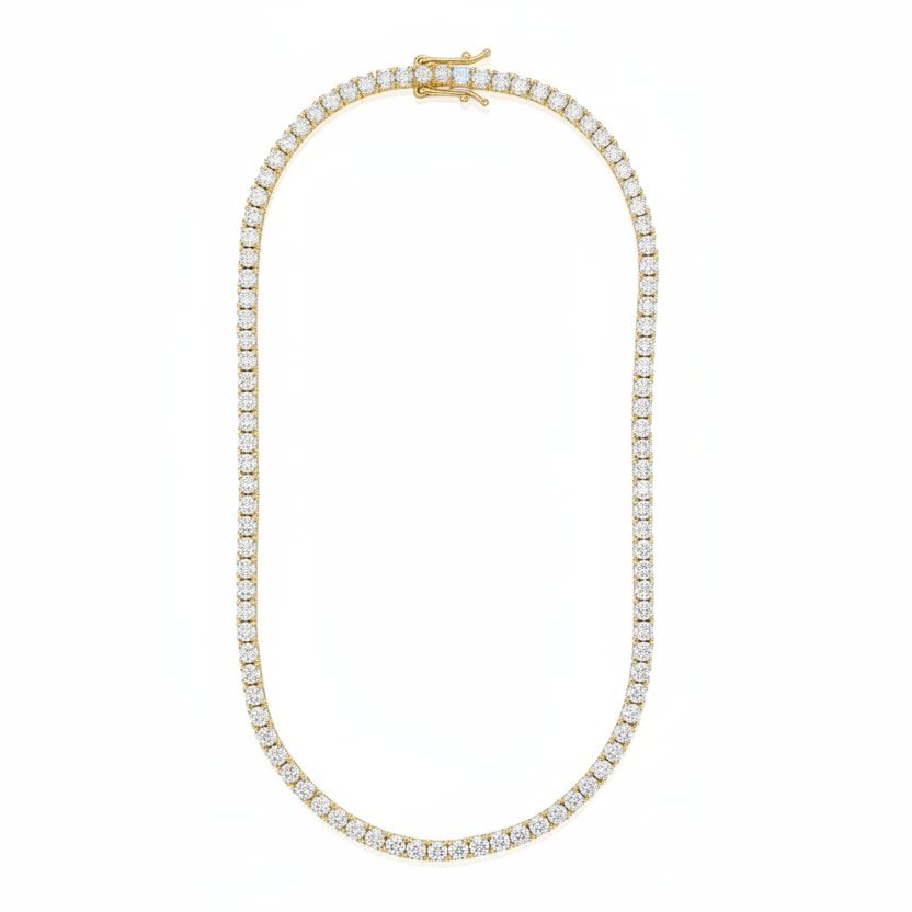S925 Moissanite Tennis Chain Necklace in 14K Gold - 2mm Necklaces