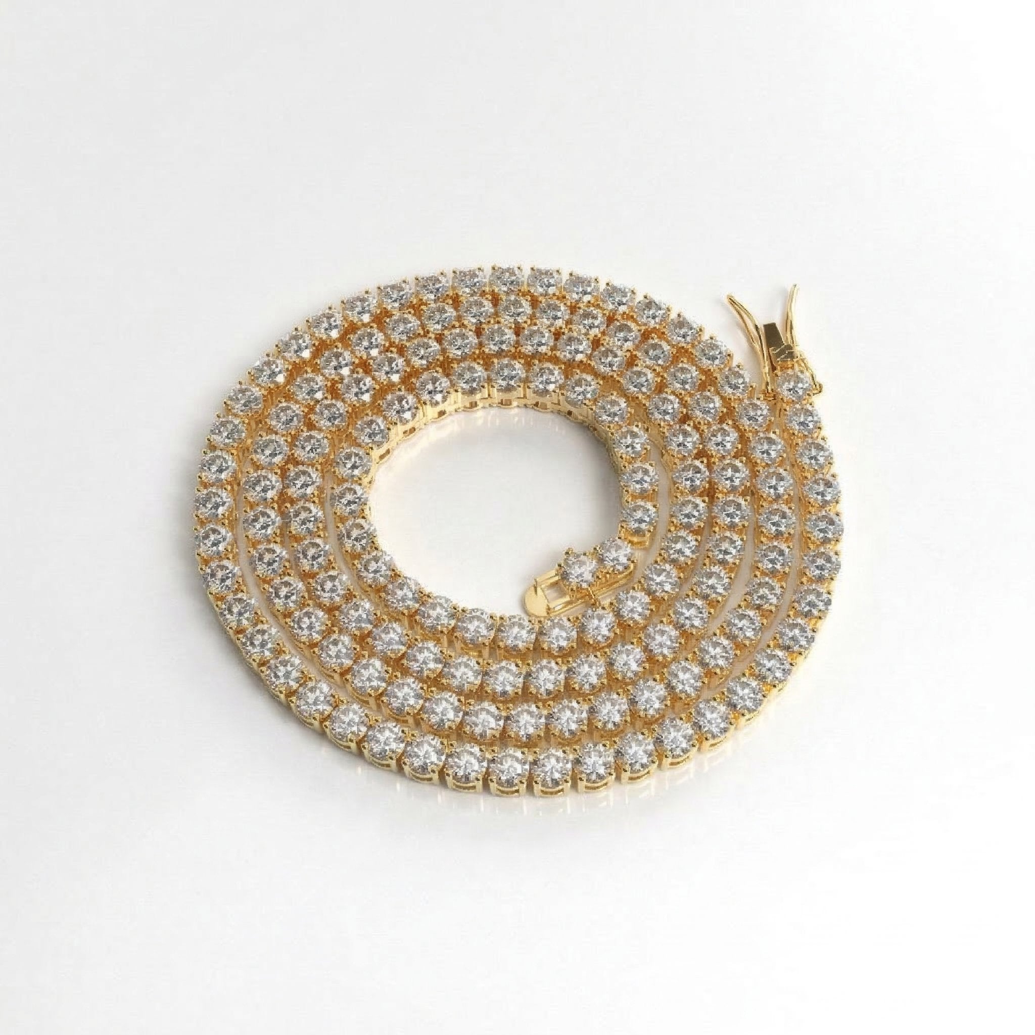 S925 Moissanite Tennis Chain Necklace in 14K Gold - 2mm Necklaces