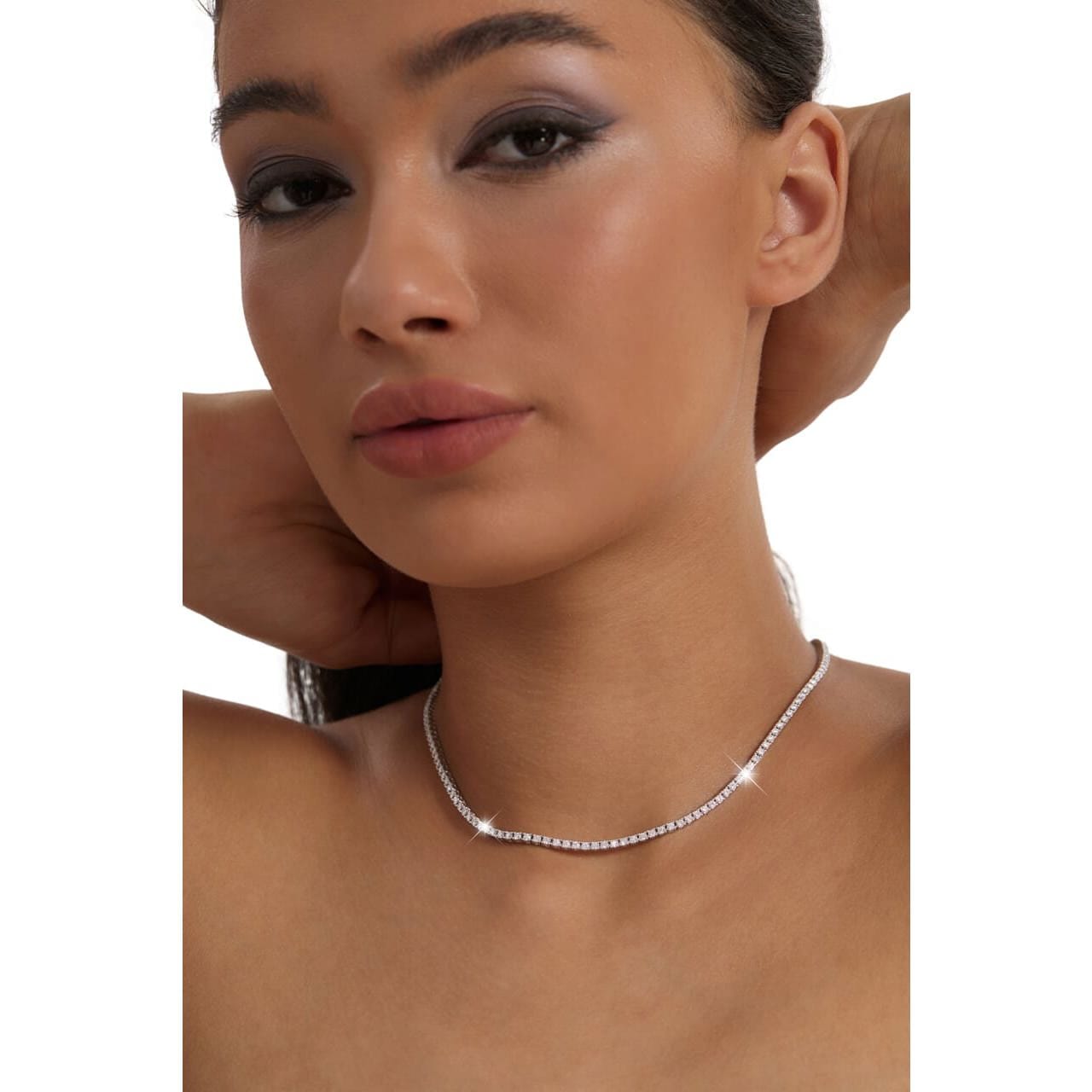 S925 Moissanite Tennis Chain Necklace in White Gold - 2mm Necklaces