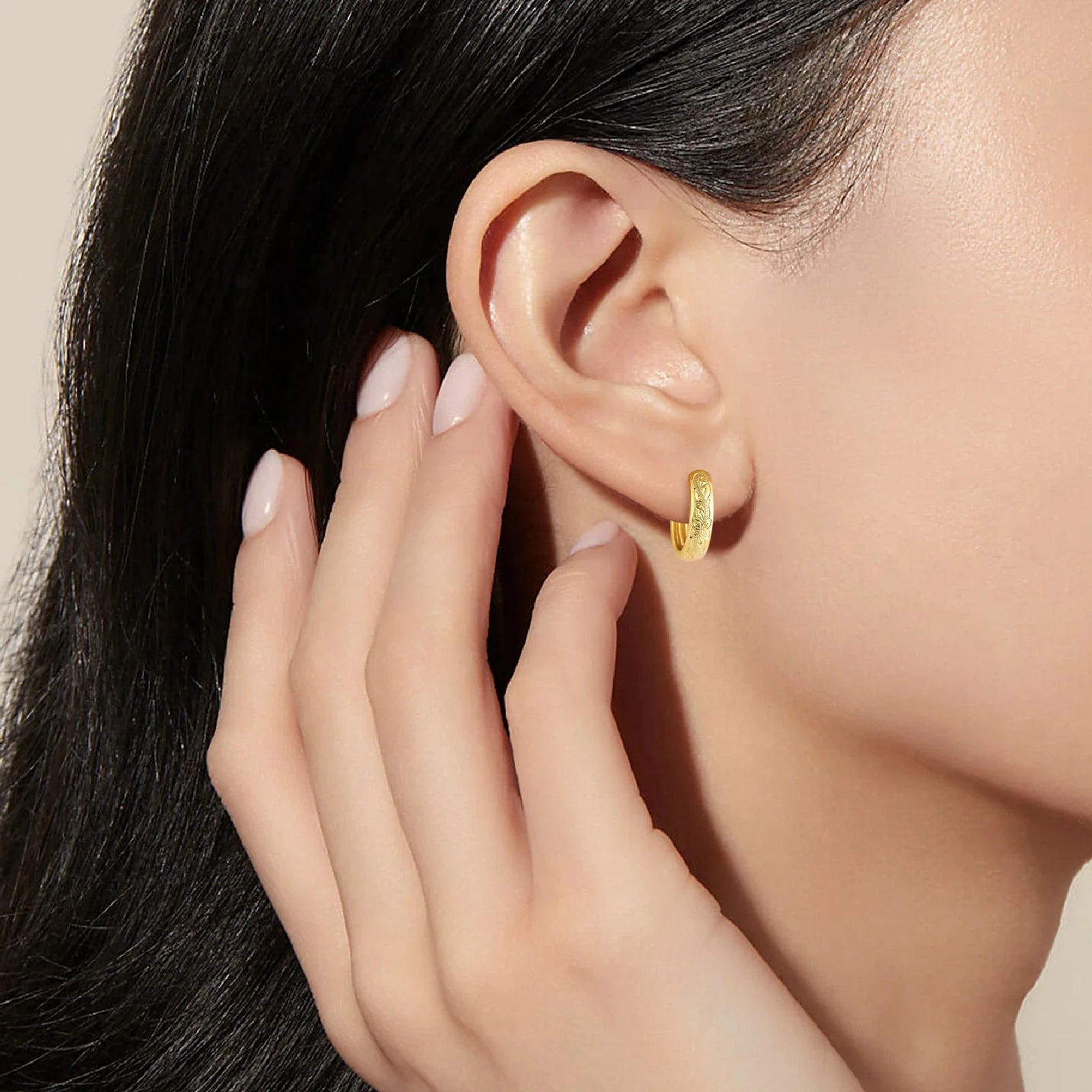 S925 Plumeria Tropical Hawaiian Flower Hoop Earrings in 14K Gold - 15mm Earrings