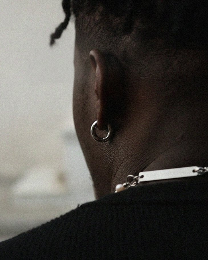 S925 Solid Men's Thick Bold Hoop Earrings in White Gold - 15mm Earrings