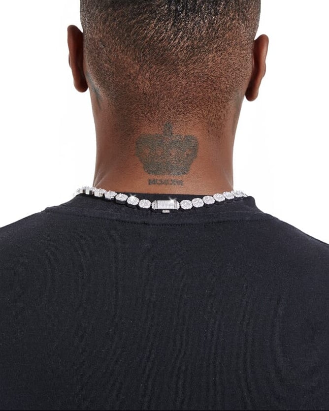 S925 VVS1 Moissanite Diamond Cluster Tennis Chain in White Gold - 10mm Necklaces