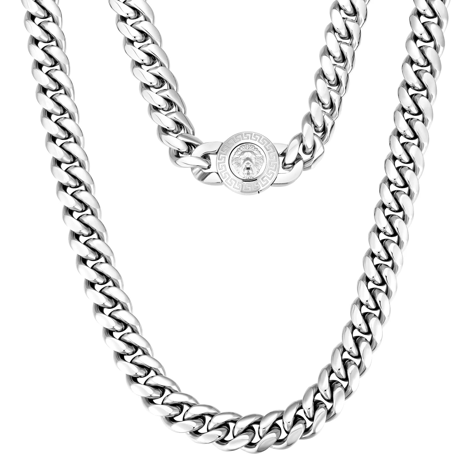 The King - 12mm Cuban Link Chain in White Gold Plated Necklaces 