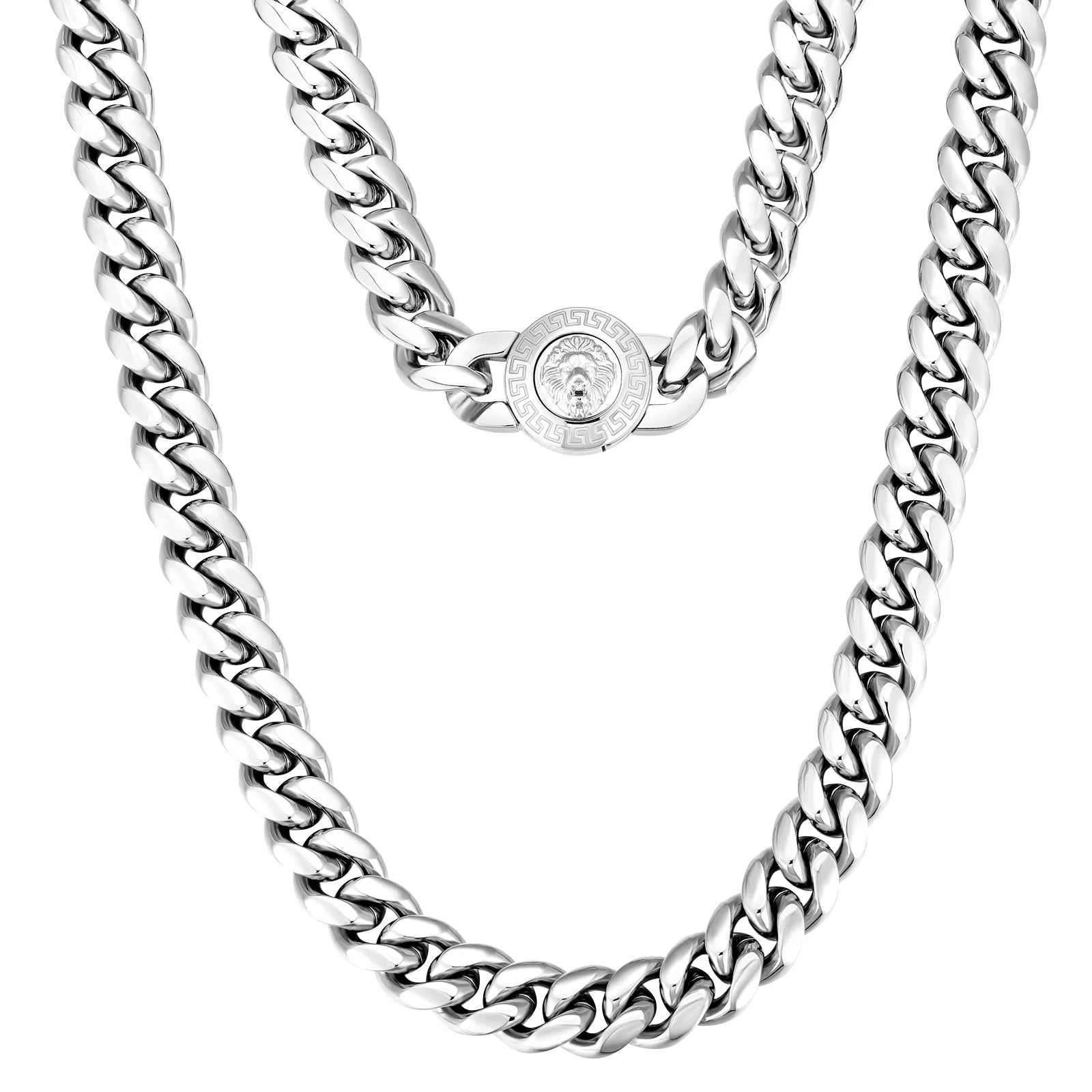 The King - 12mm Cuban Link Chain in White Gold Plated Necklaces