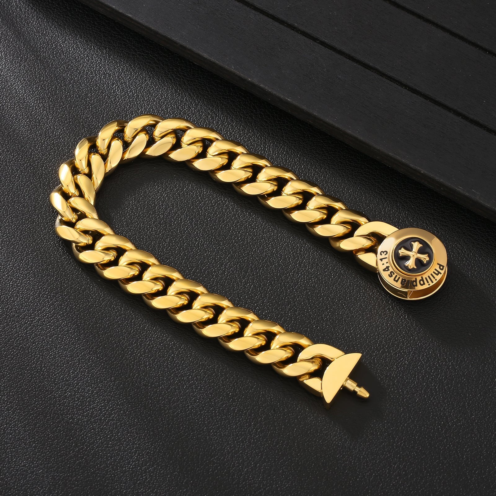 The Strength - 12mm Cuban Link Bracelet in 18K Gold Plated Bracelets
