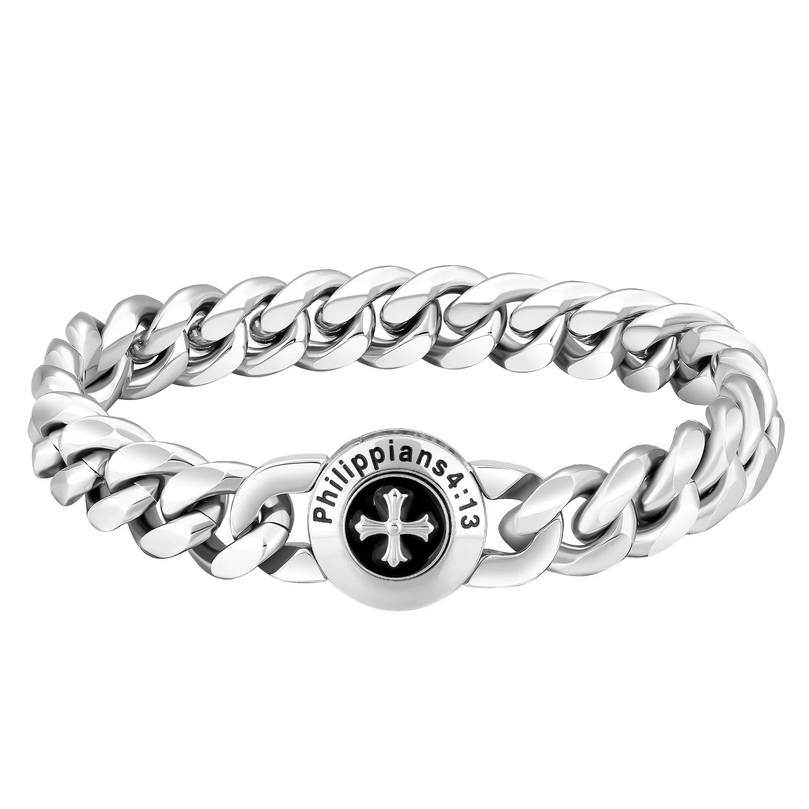 The Strength - 12mm Cuban Link Bracelet in White Gold Plated Bracelets