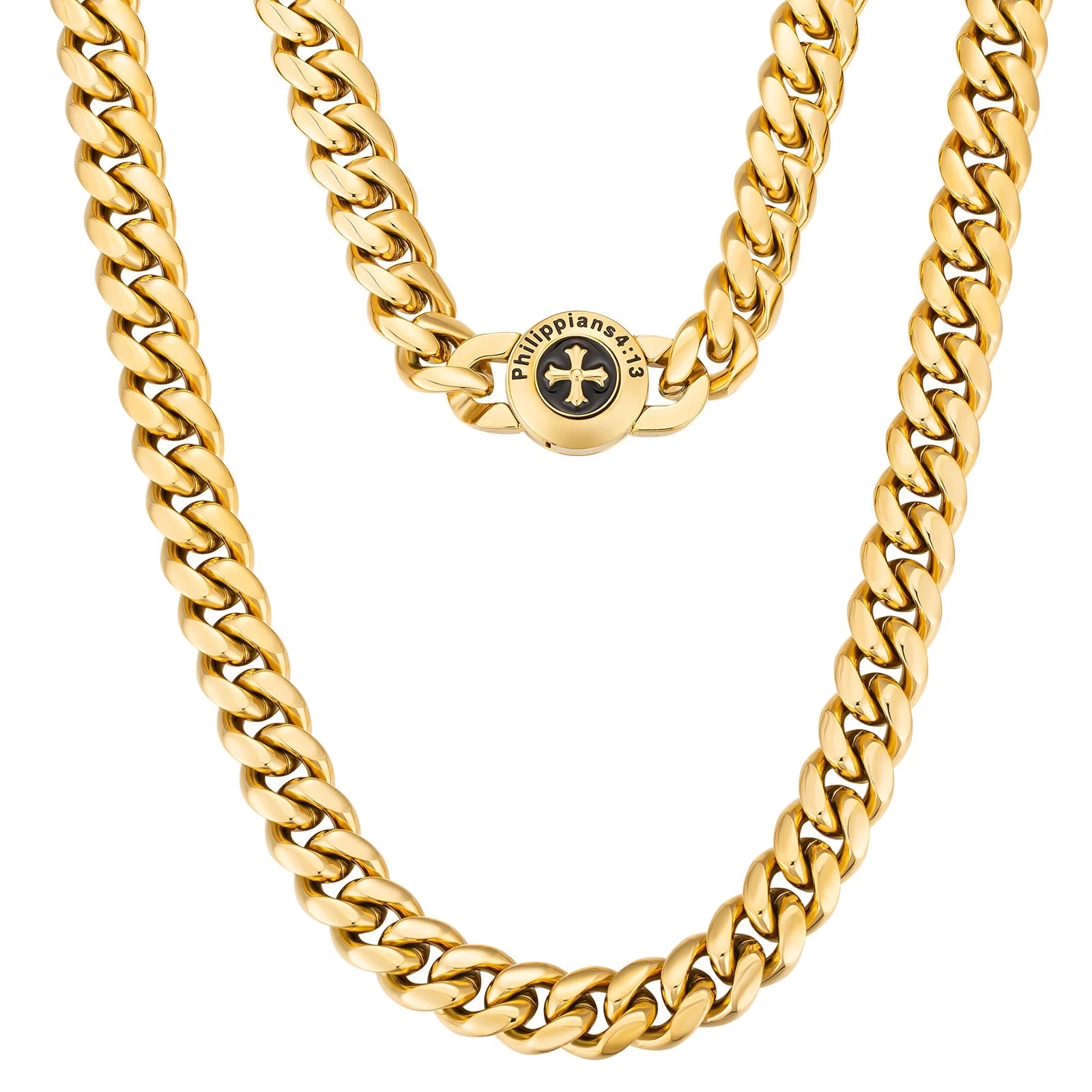 The Strength - 12mm Cuban Link Chain in 18K Gold Plated Necklaces