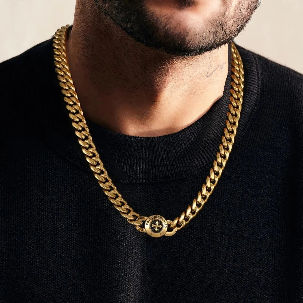 The Strength - 12mm Cuban Link Chain in 18K Gold Plated Necklaces