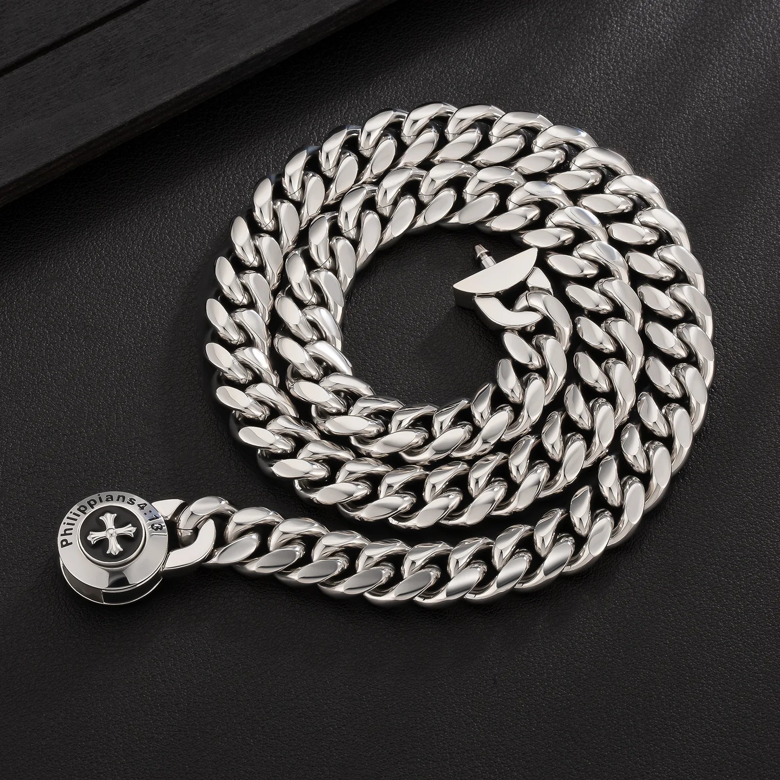 The Strength - 12mm Cuban Link Chain in White Gold Plated Necklaces